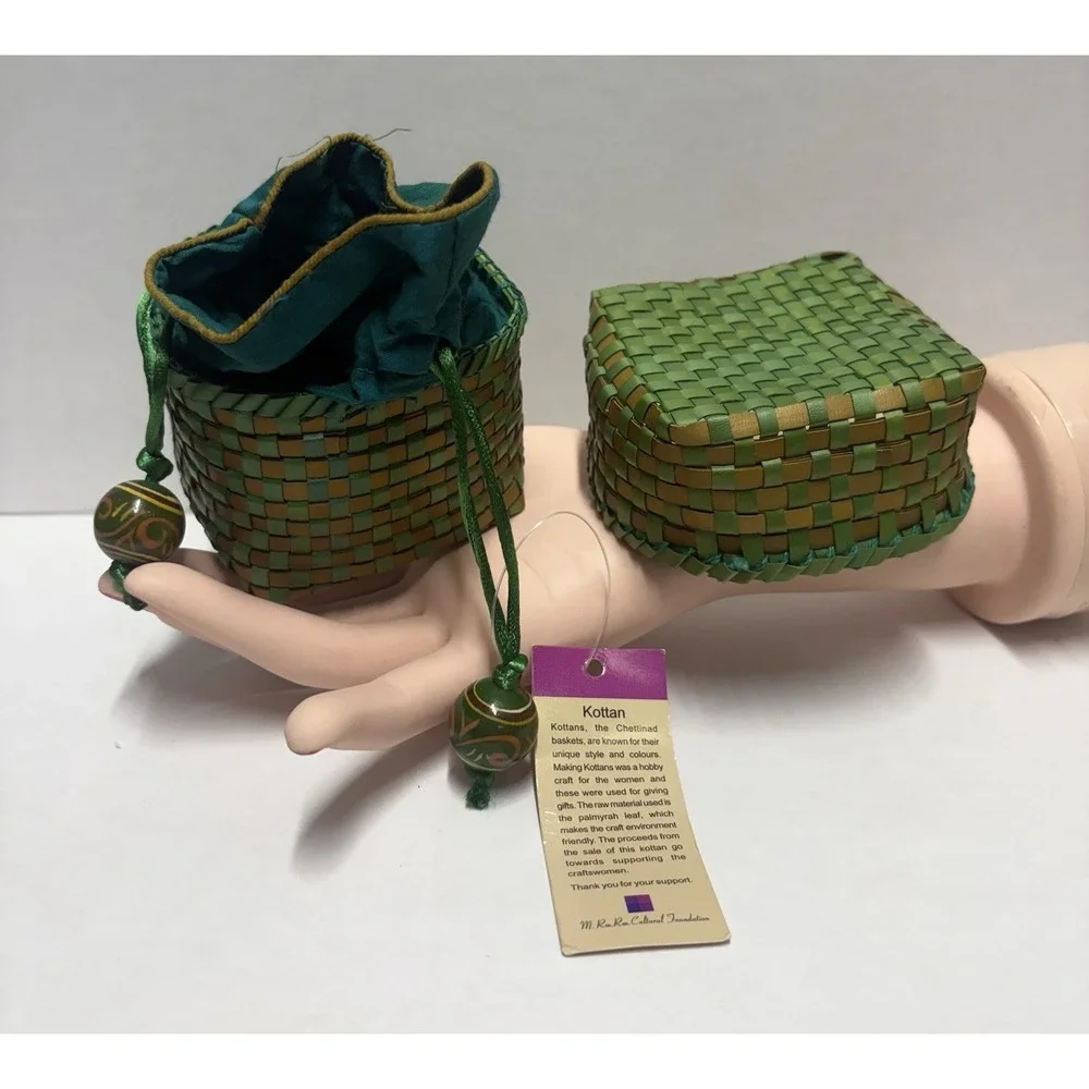 Kottan Basket hand woven Chettinad Palmyra leaf Indian Artesan handmade small